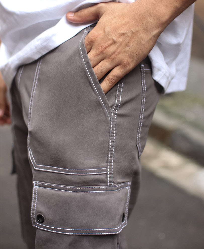 Dark Grey Cargo Pocket Carpenter Cotton Baggy Fit Jeans