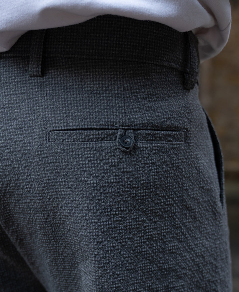 Grey Structured Pleated Trouser