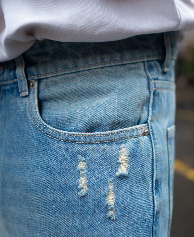 Blue Baggy Ripped Jeans