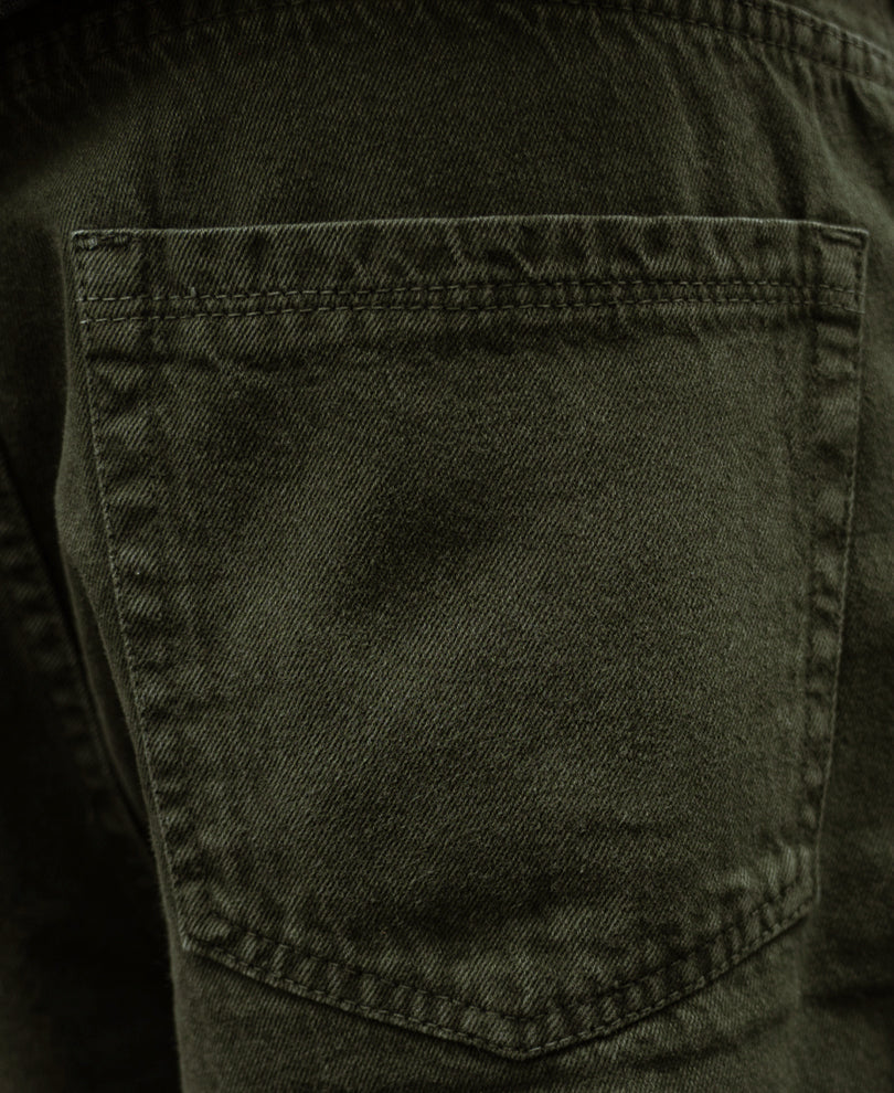 Olive Distress Baggy Jeans
