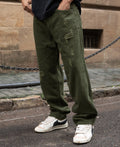 Olive Distress Baggy Jeans