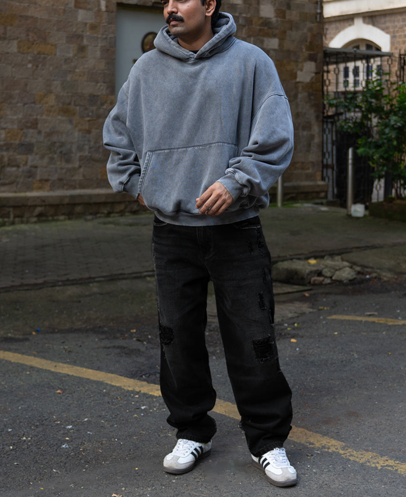 Black Distress Baggy Jeans
