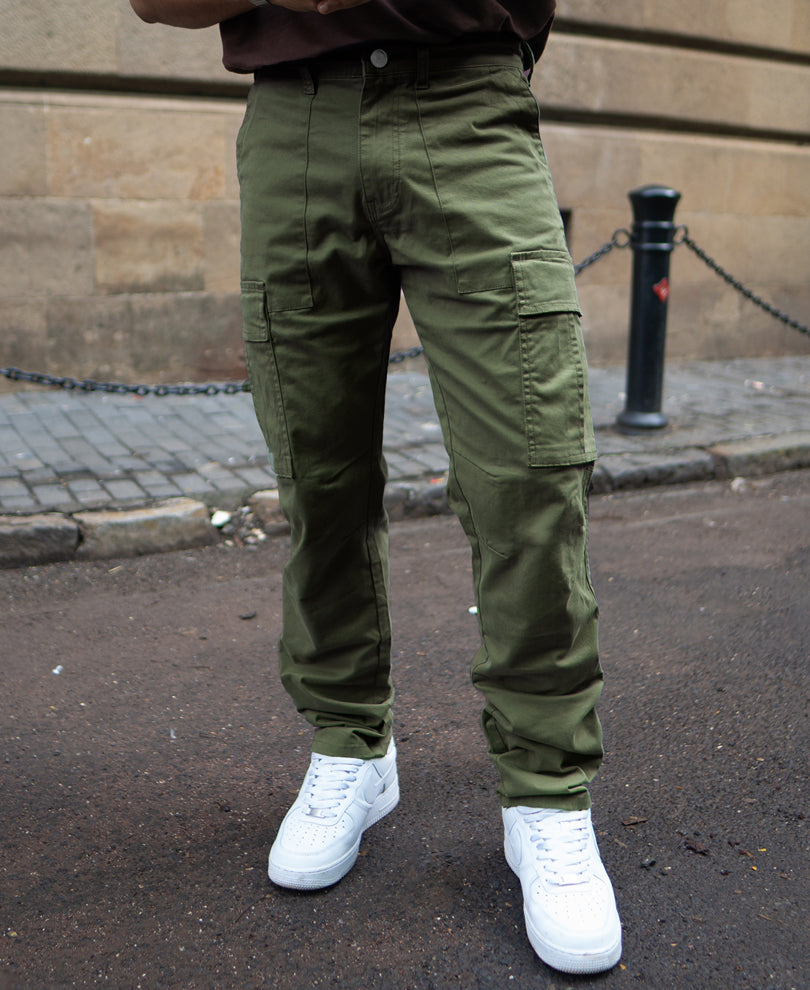 Olive Cotton Cargo Pants