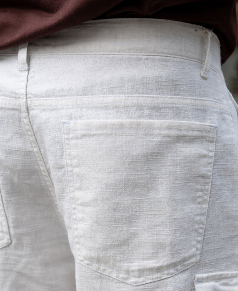 White Cotton Cargo Pant