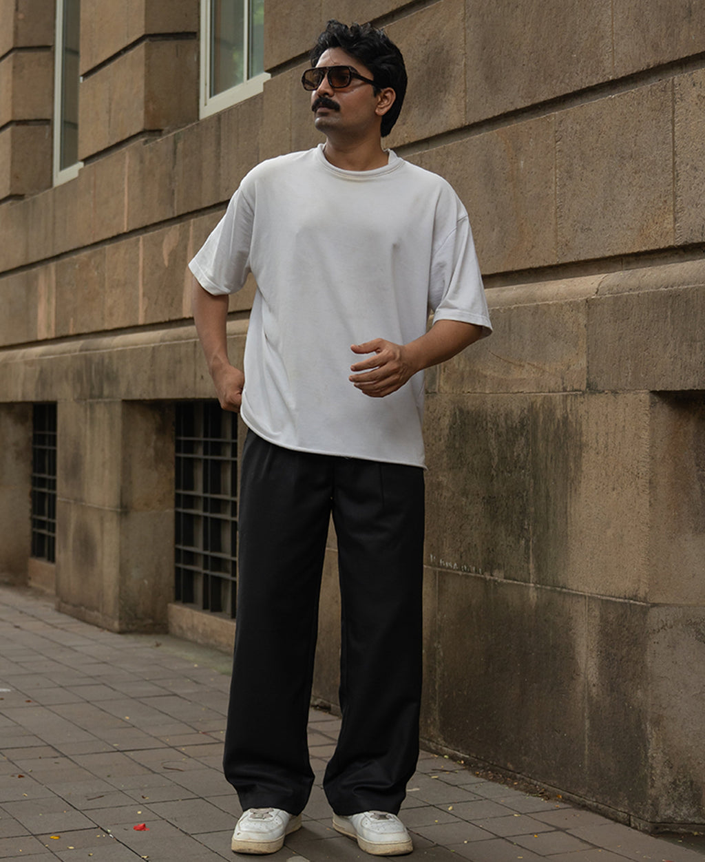 Black Baggy Pleated Trousers