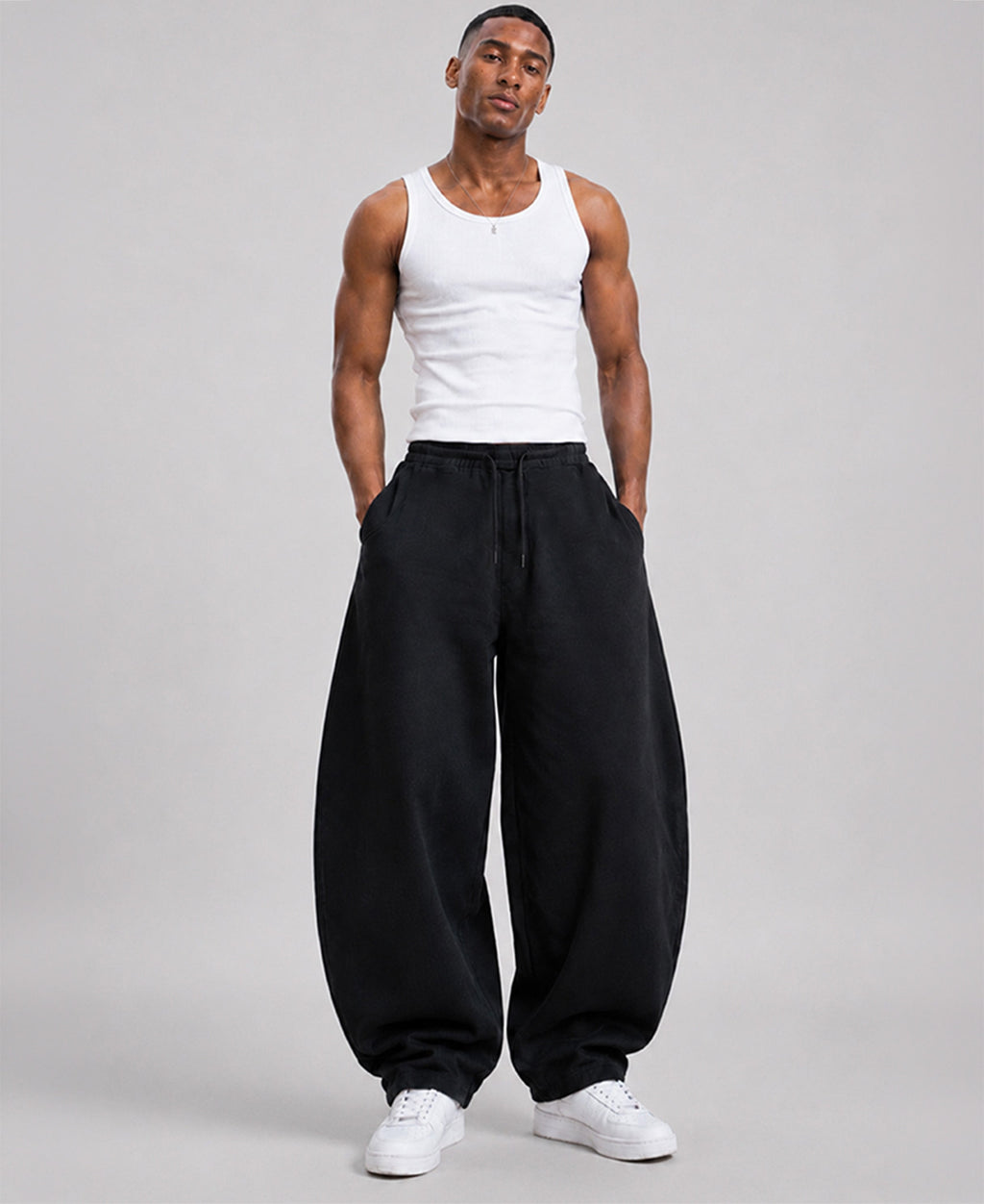 Black Barrel Fit Trackpants