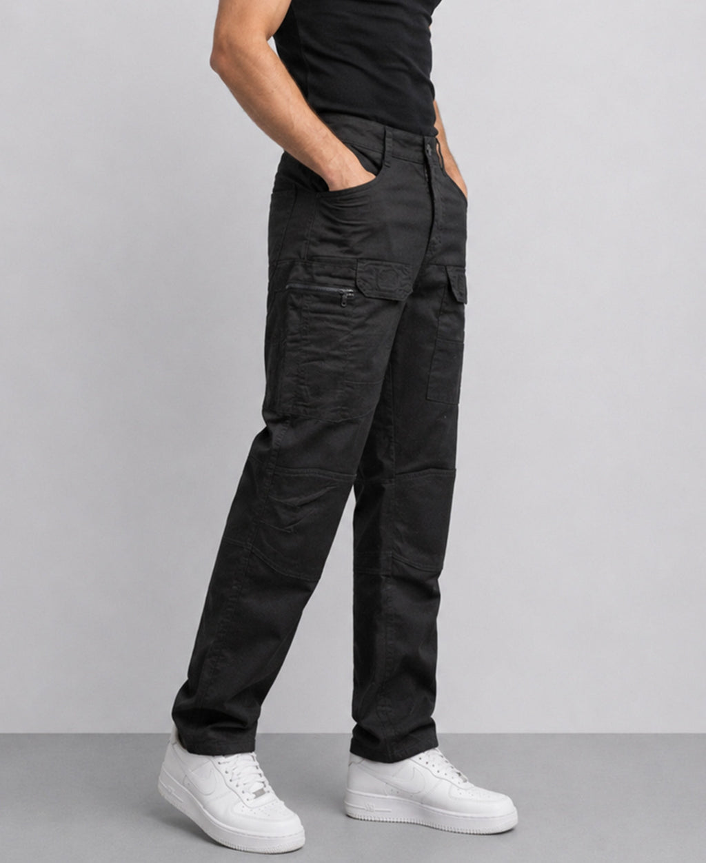 Black Cotton Cargo Pant