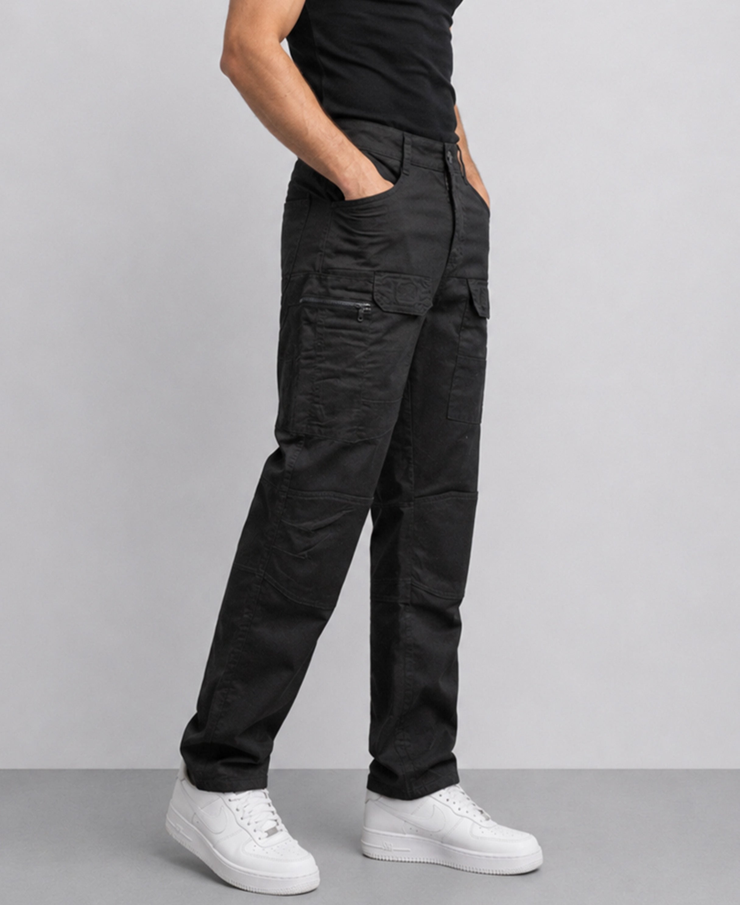 Black Cotton Cargo Pant