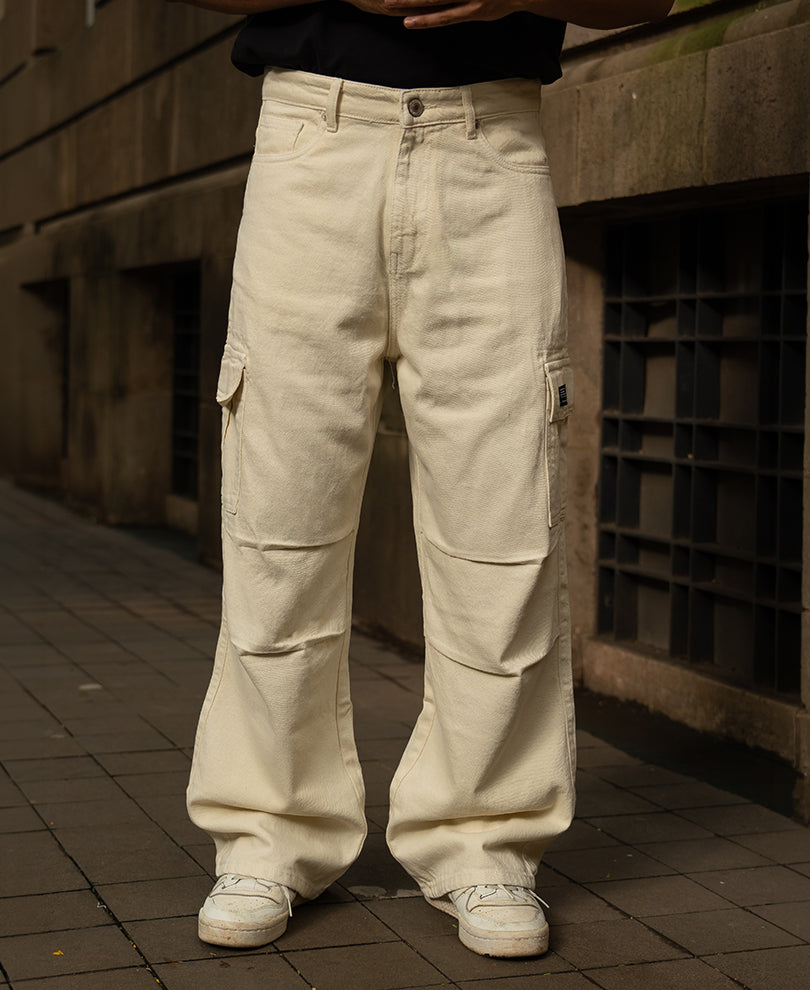 Off White Denim Cargo Jeans
