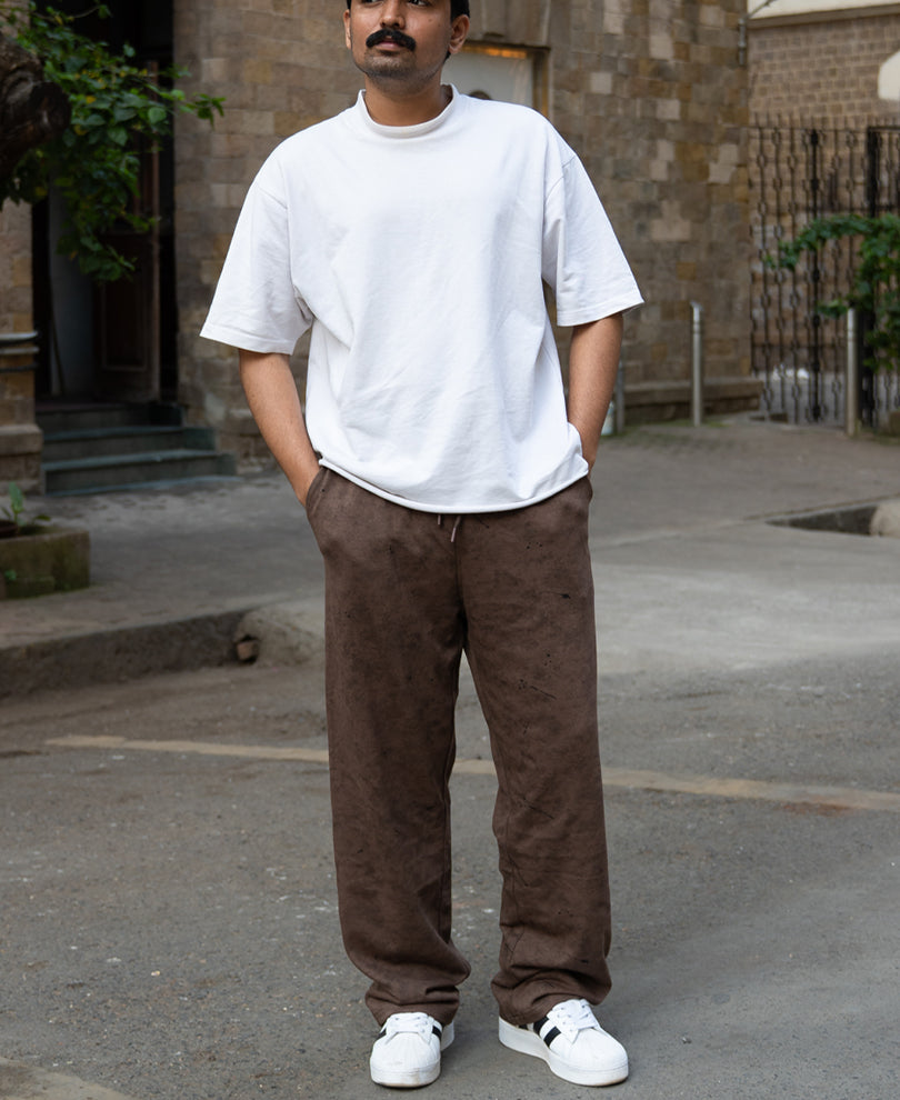 Brown Printed Baggy Fit Trackpant