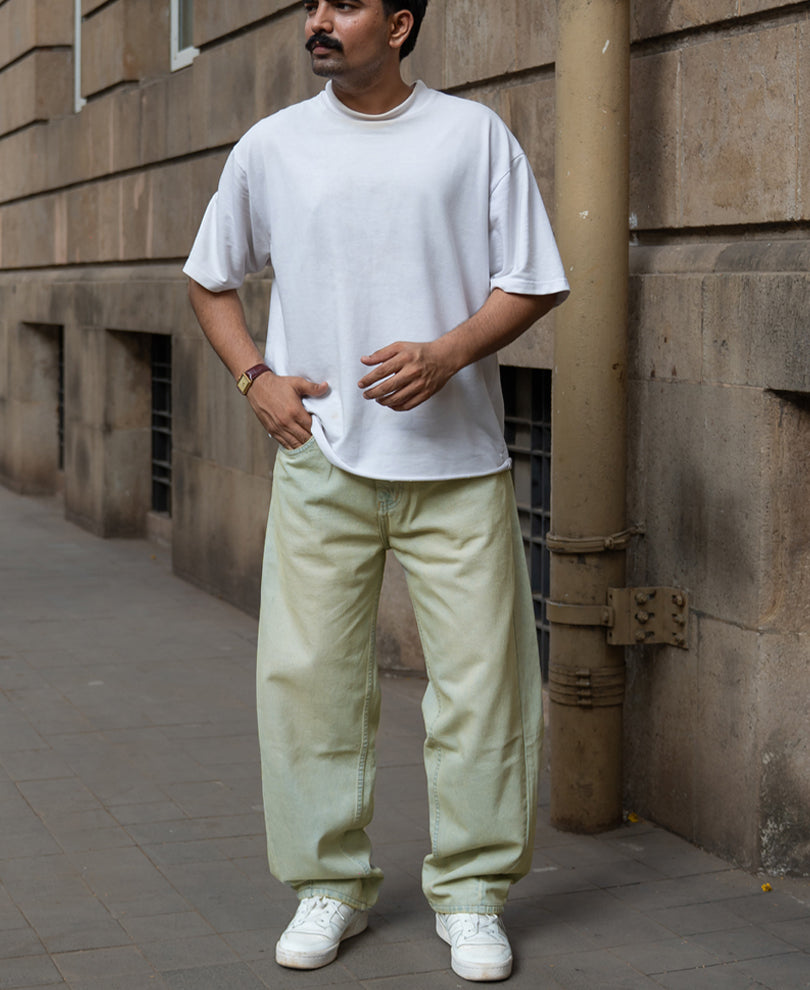 Tinted Blue Barrel Fit Jeans