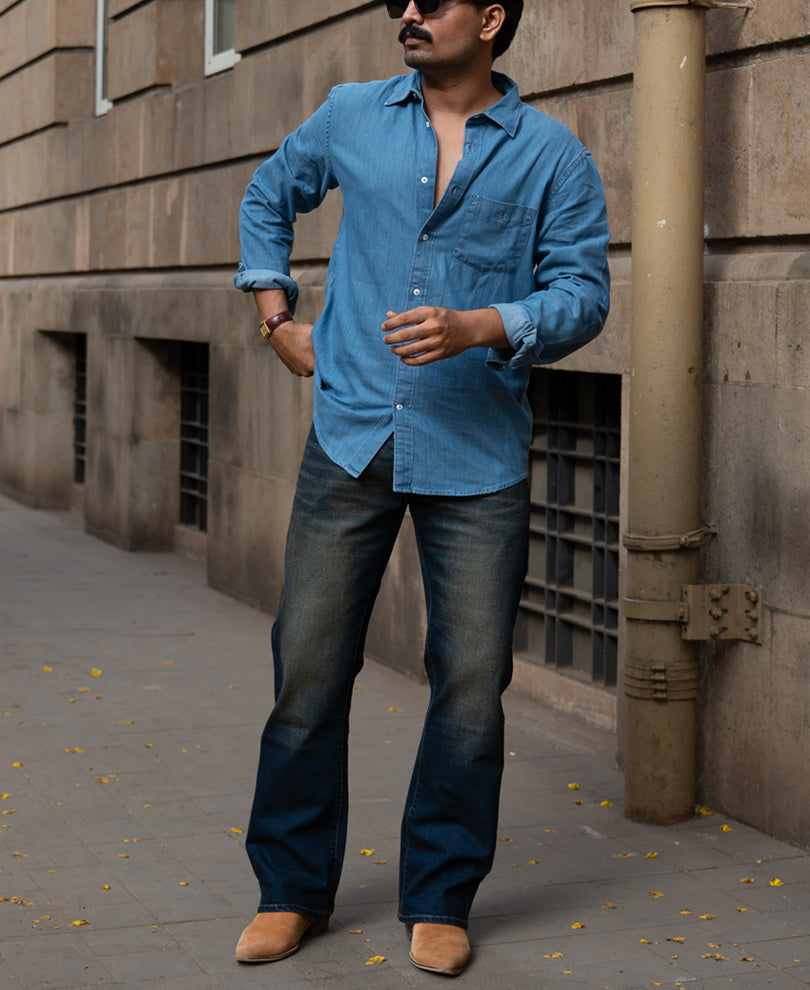 Dark Blue Tinted Bootcut Jeans