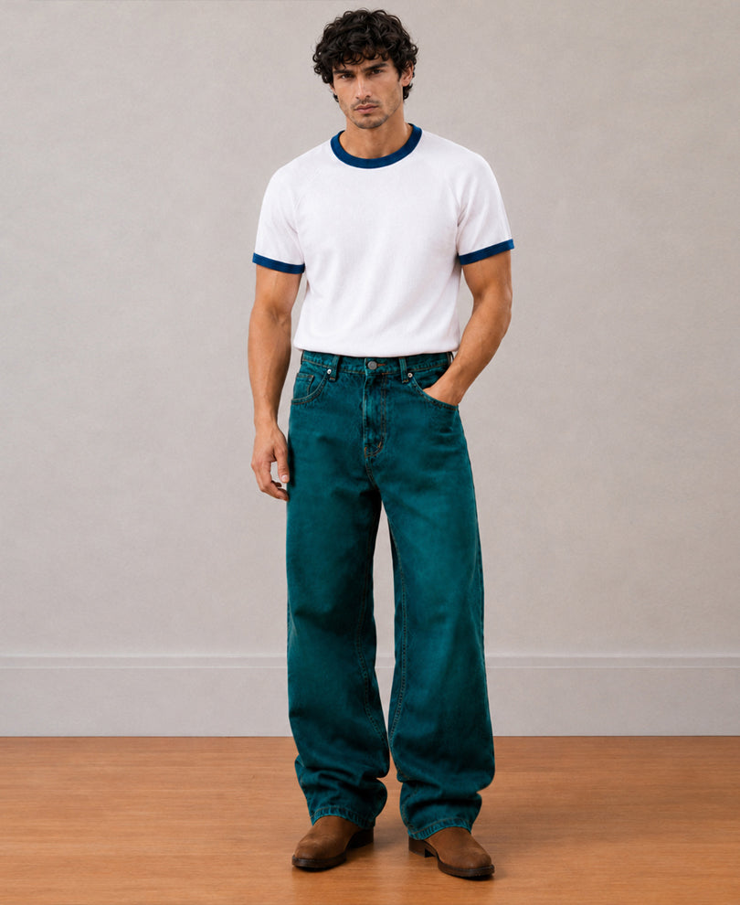 Blue Tinted Baggy Fit Jeans