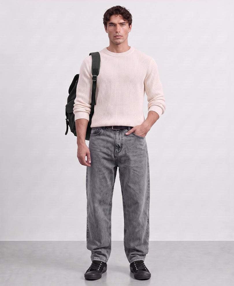 Dark Grey Straight Fit Denim Jeans