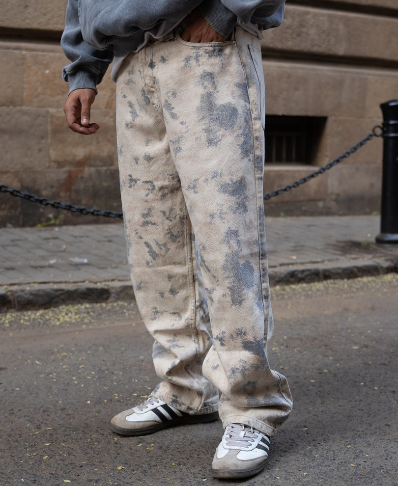 Abstract Print Baggy Jeans