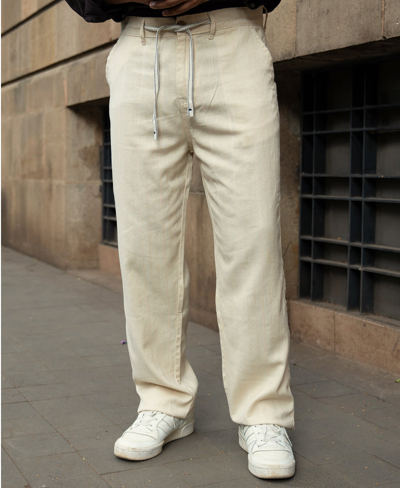 Natural Cotton Structure Trousers