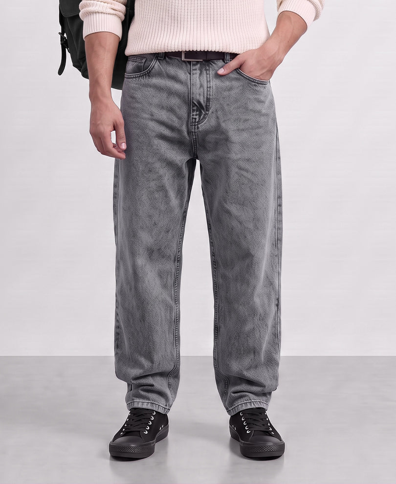 Dark Grey Straight Fit Denim Jeans