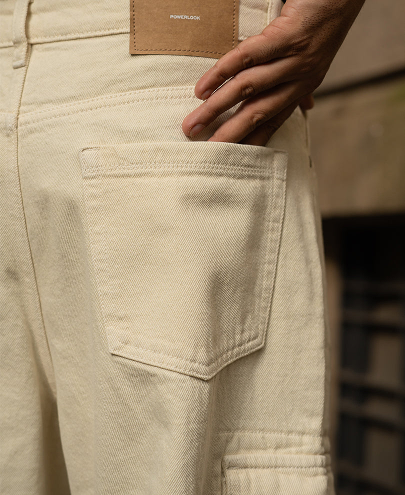 Off White Denim Cargo Jeans
