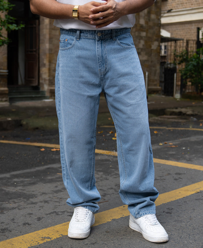 Mid Blue Washed Baggy Jeans