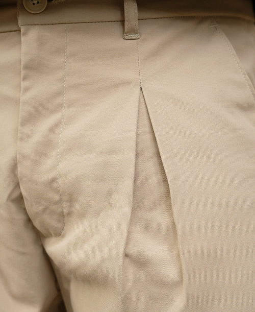 Beige Pleated Baggy Trousers