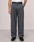 Grey Pleated Baggy Trousers