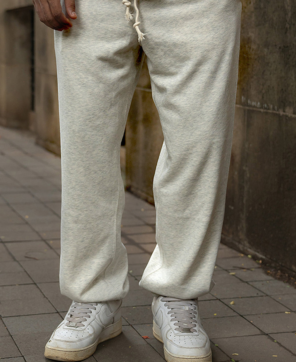 Light Beige Melange Knit Joggers