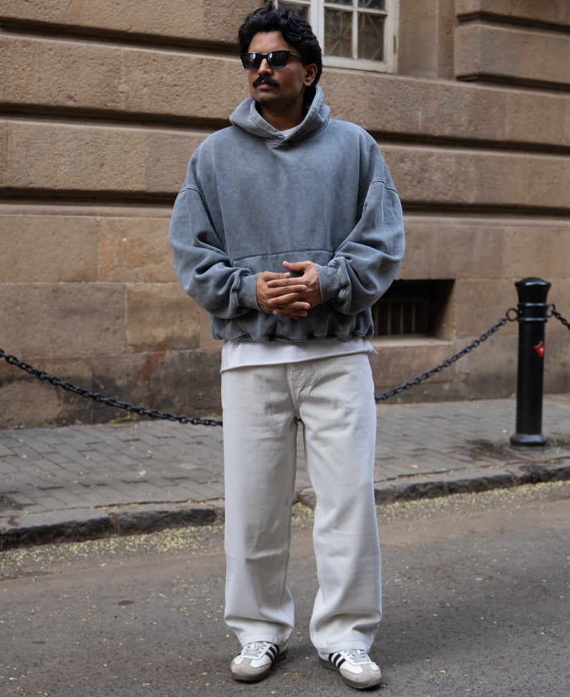 Cream Baggy Jeans