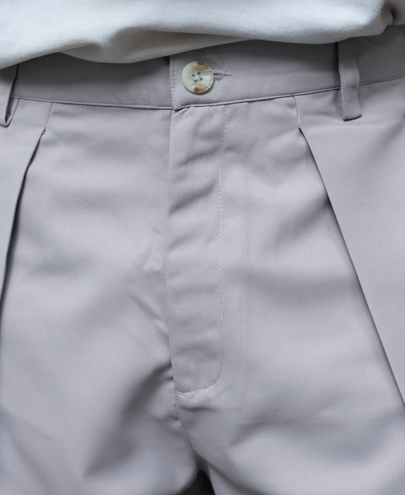 Grey Pleated Baggy Trousers