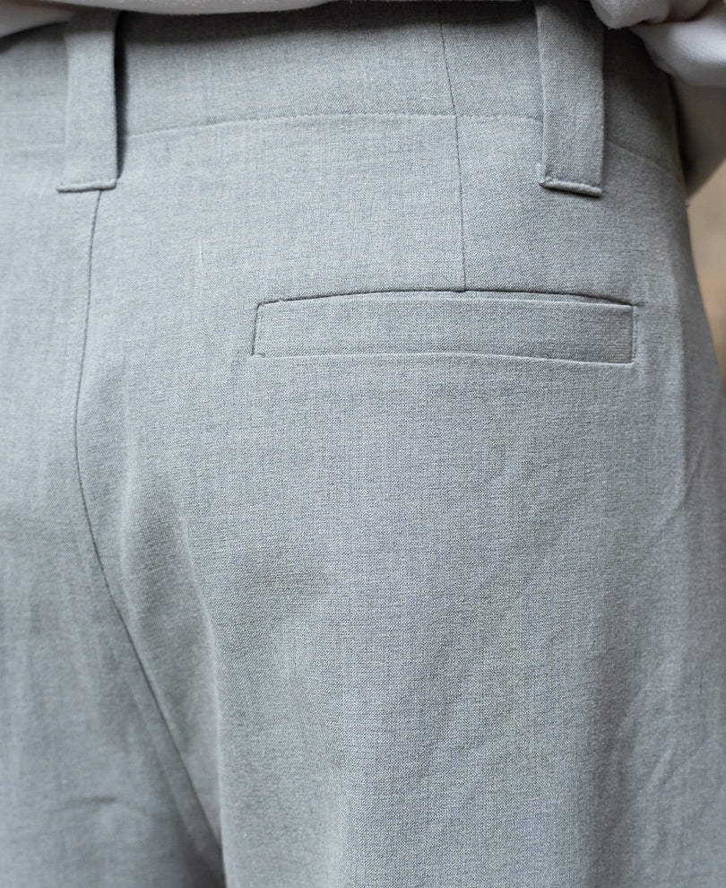 Grey Pleated Barrel Fit Trousers