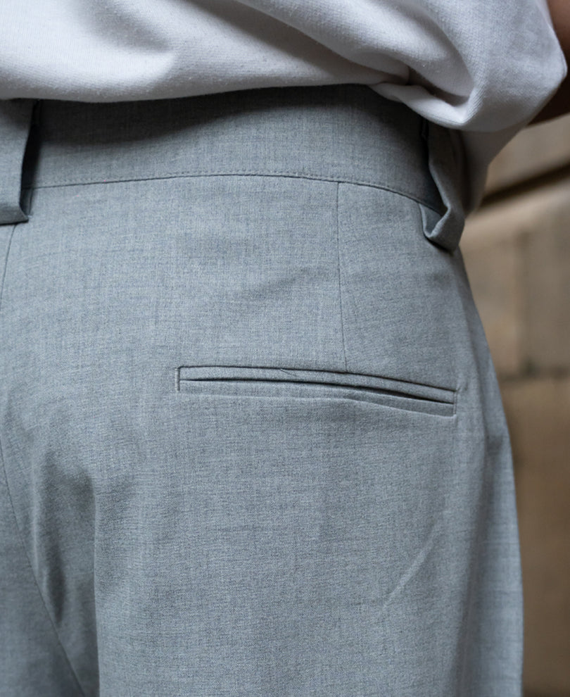 Grey Melange Pleated Trousers