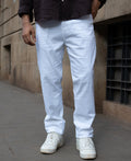 White Regular Fit Cotton Pants