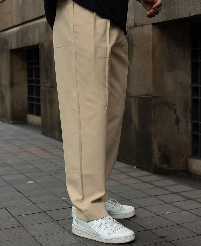 Cream Baggy Korean Pant