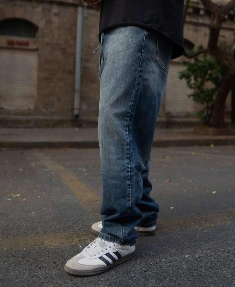 Dark Blue Baggy Fit Denim Jeans