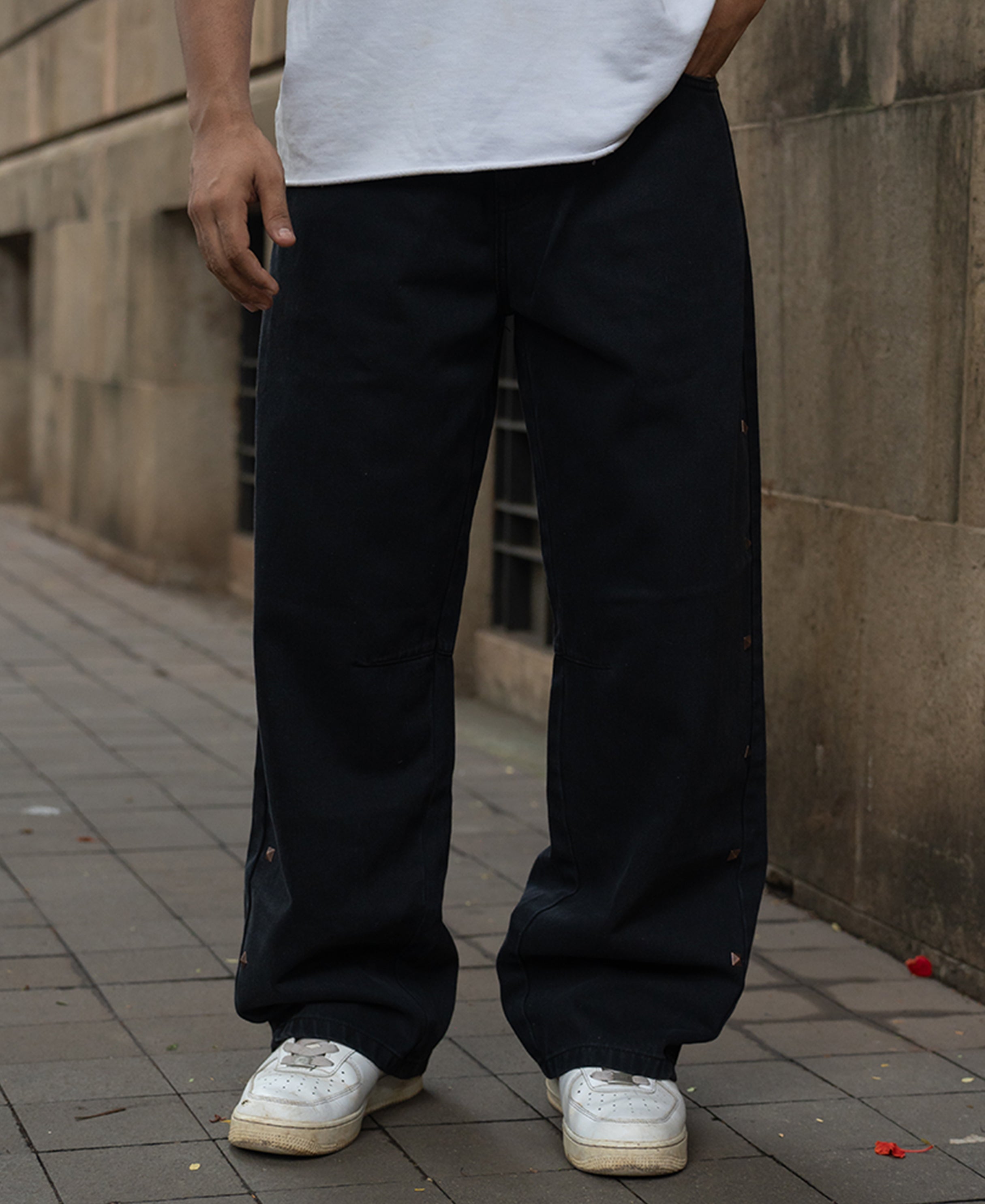 Black Studded Baggy Jeans