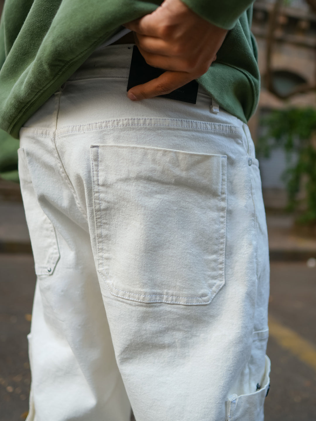 Off White Patch Pockets Denim Jeans