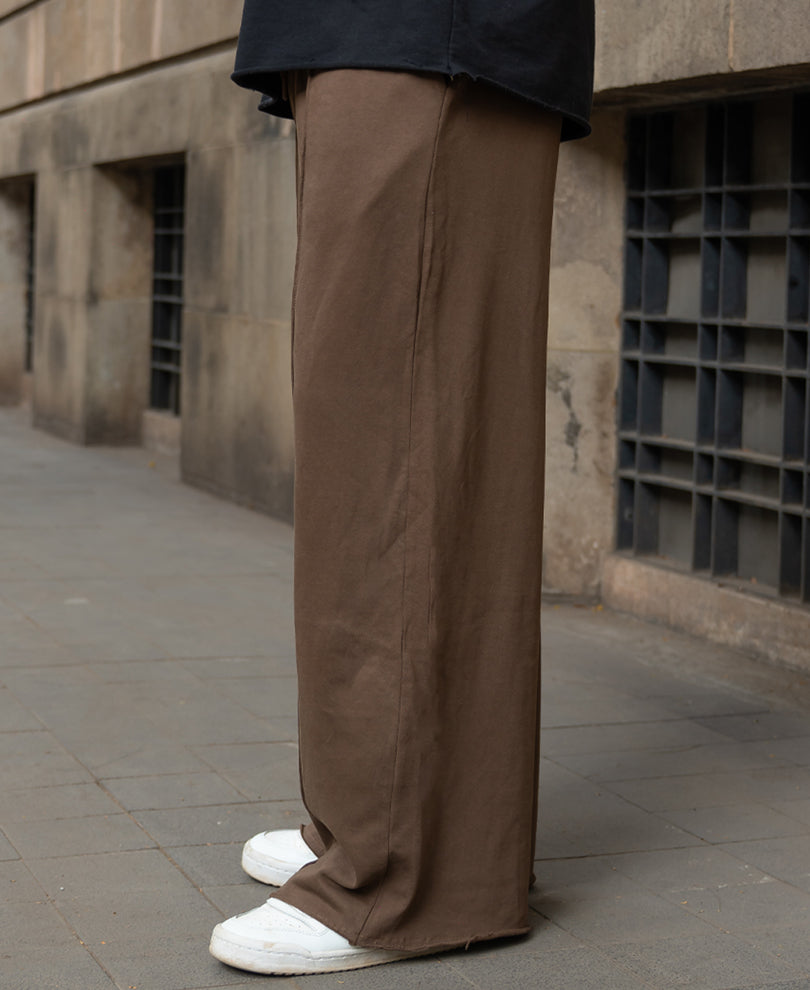 Brown Baggy Fit Pleated Trackpant