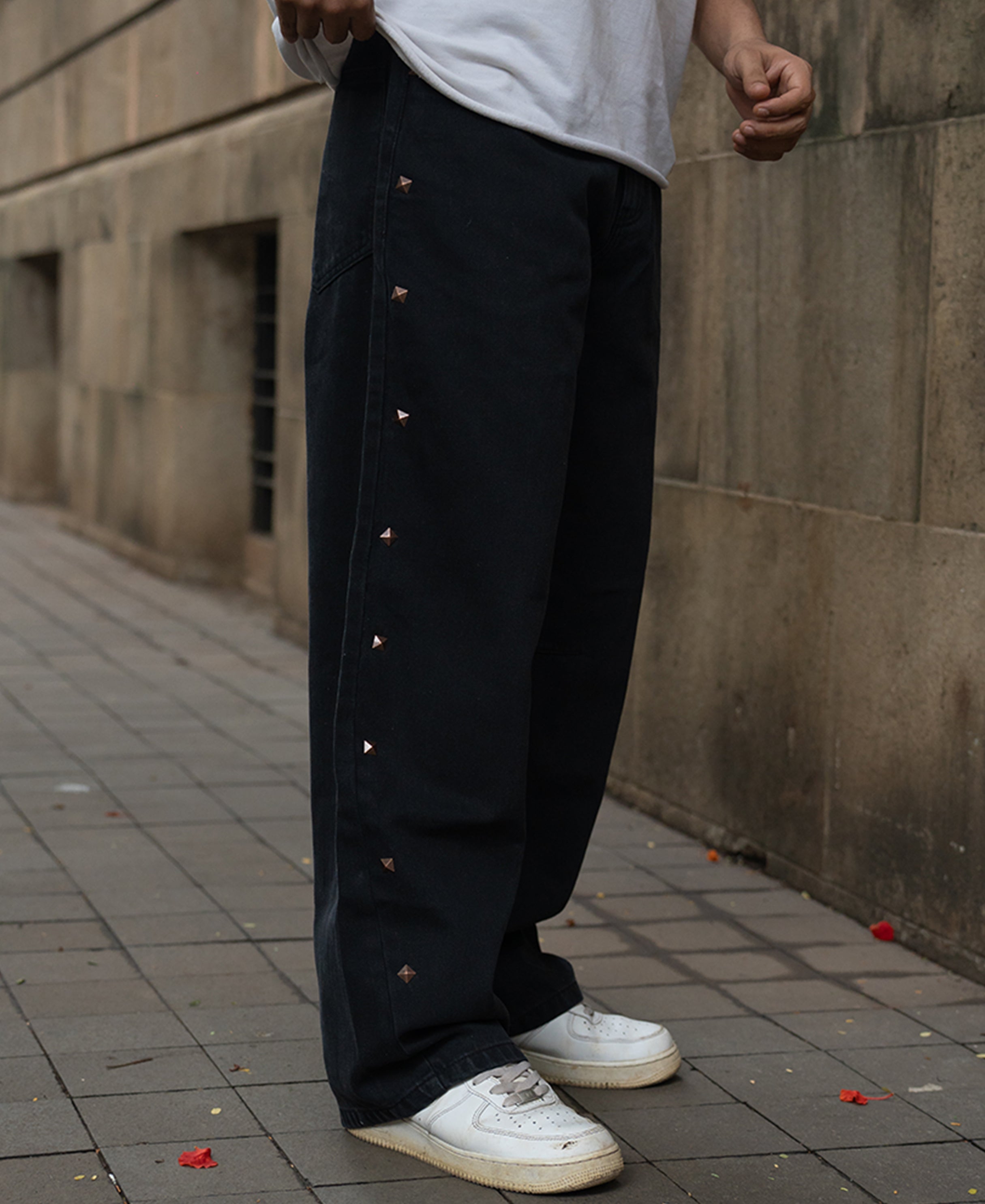 Black Studded Baggy Jeans