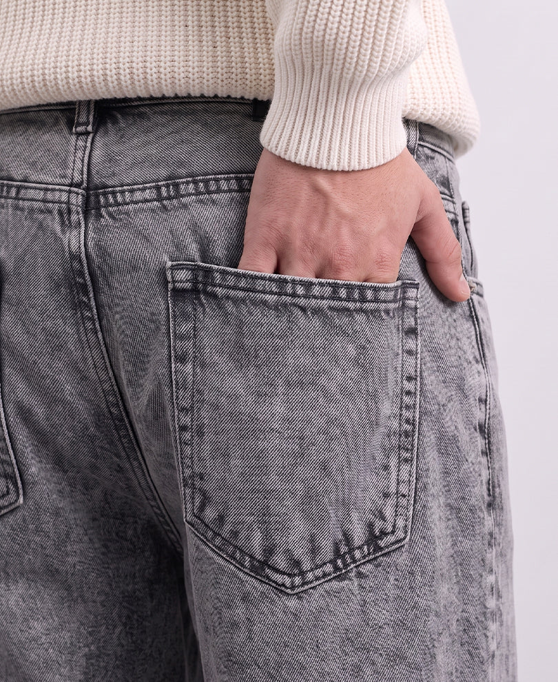 Dark Grey Straight Fit Denim Jeans