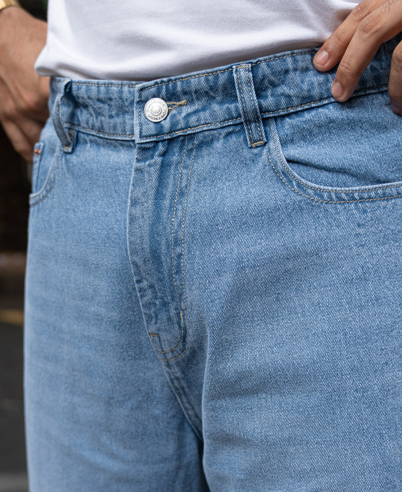 Mid Blue Washed Baggy Jeans