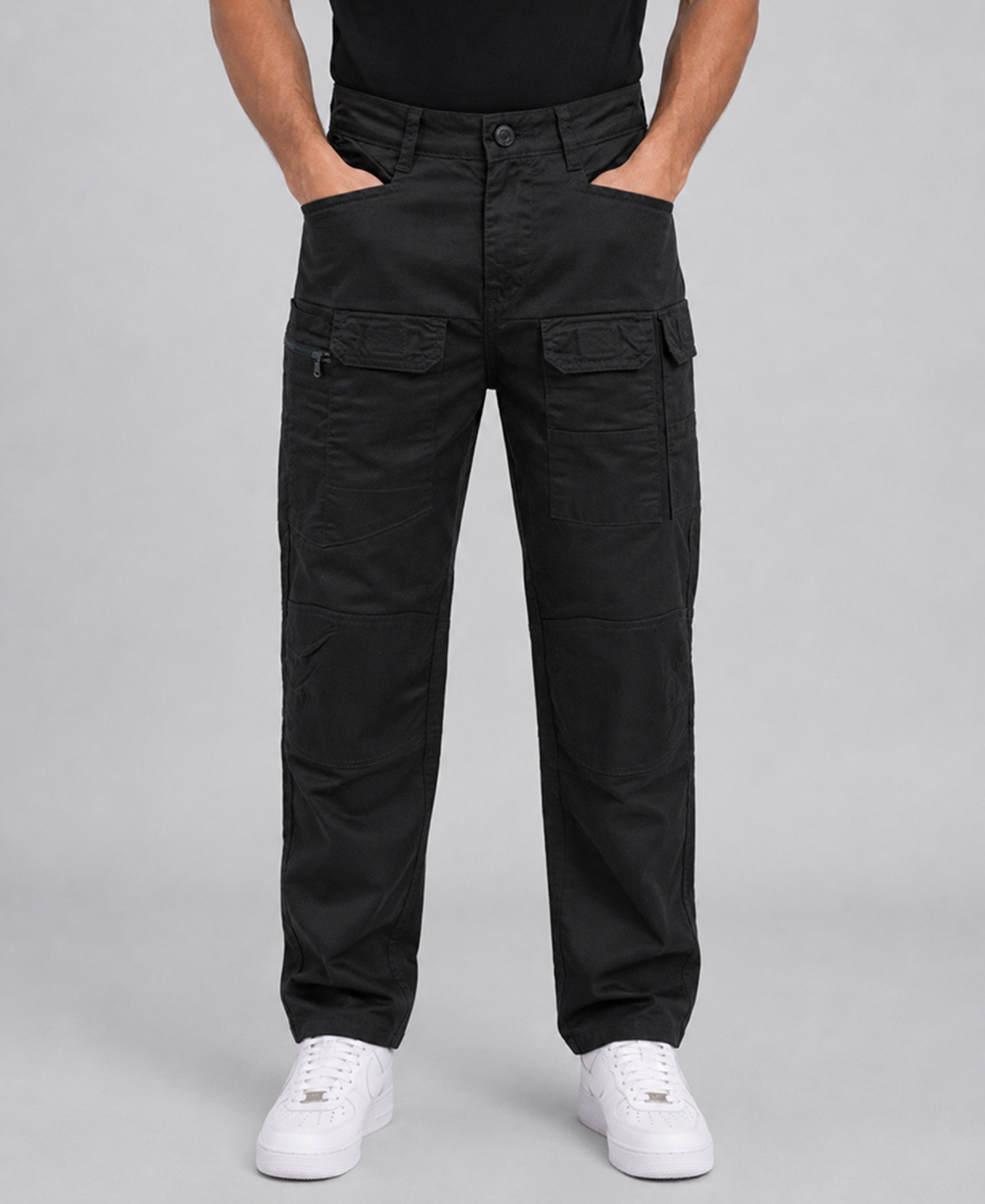Black Cotton Cargo Pant