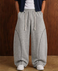 Grey Melange Paneled Baggy Trackpant