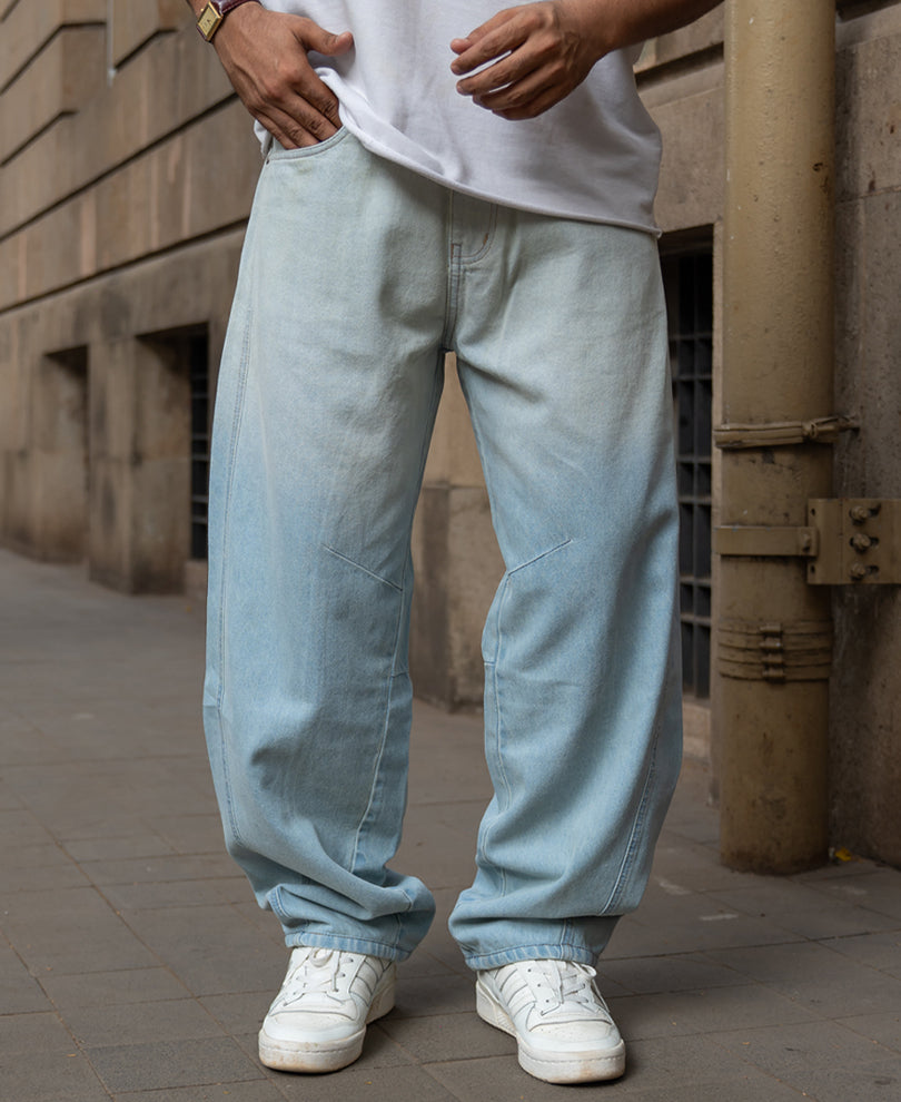 Ombre Blue Barrel Fit Jeans