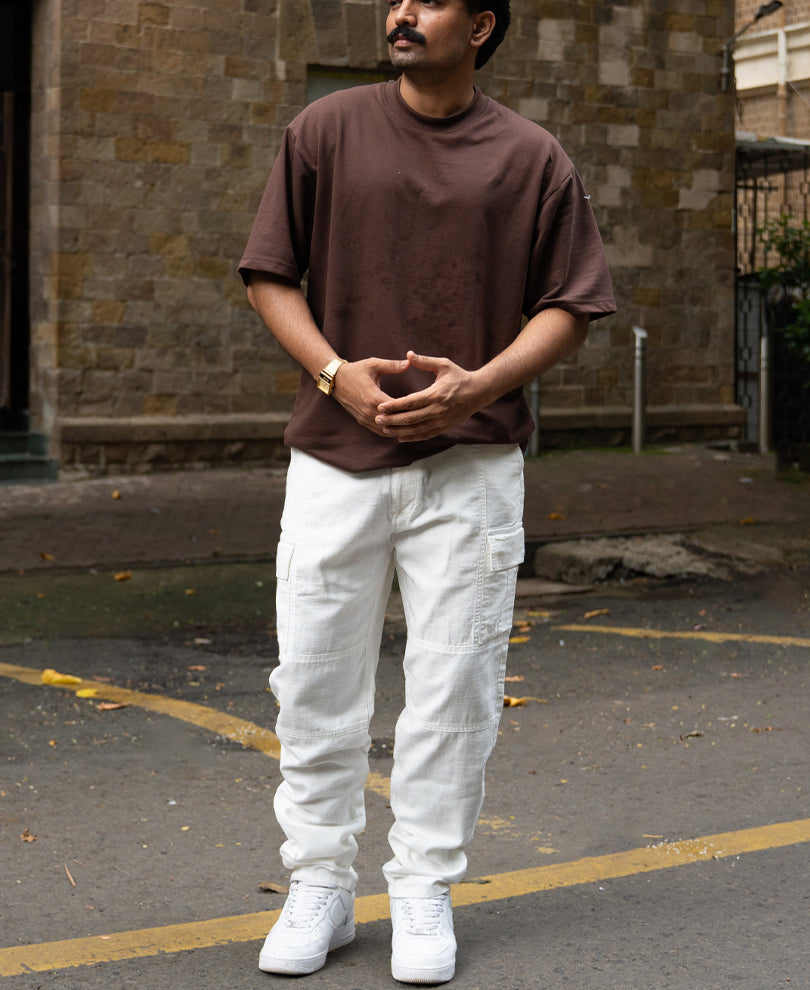 White Cotton Cargo Pant