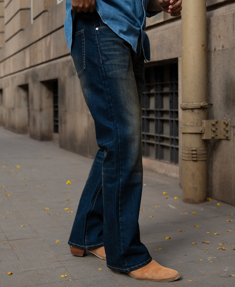 Dark Blue Tinted Bootcut Jeans