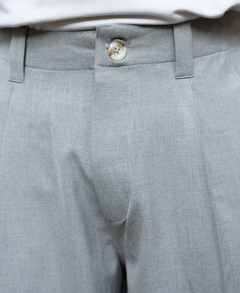Grey Pleated Barrel Fit Trousers