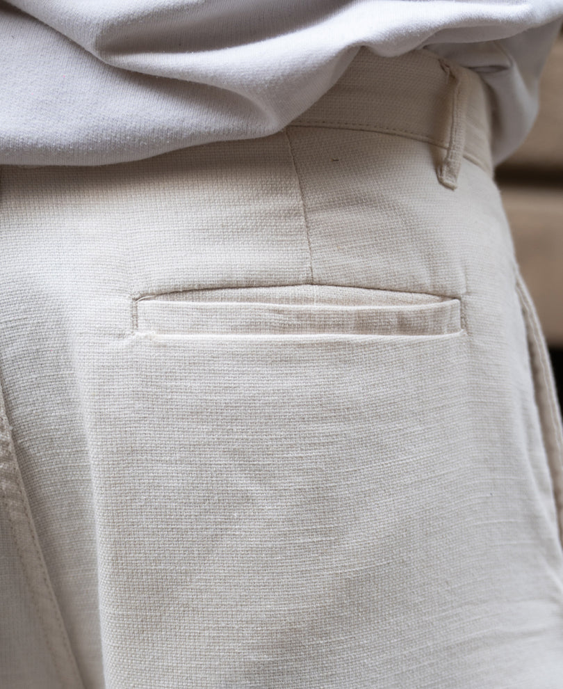 Light Beige Pleated Linen Pant