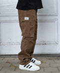 Brown Overdyed Cotton Cargo Pants