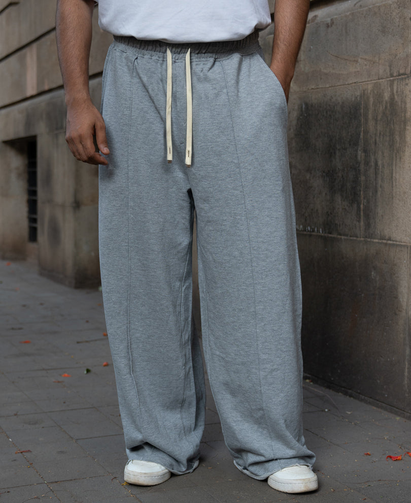 Grey Melange Baggy Trackpants