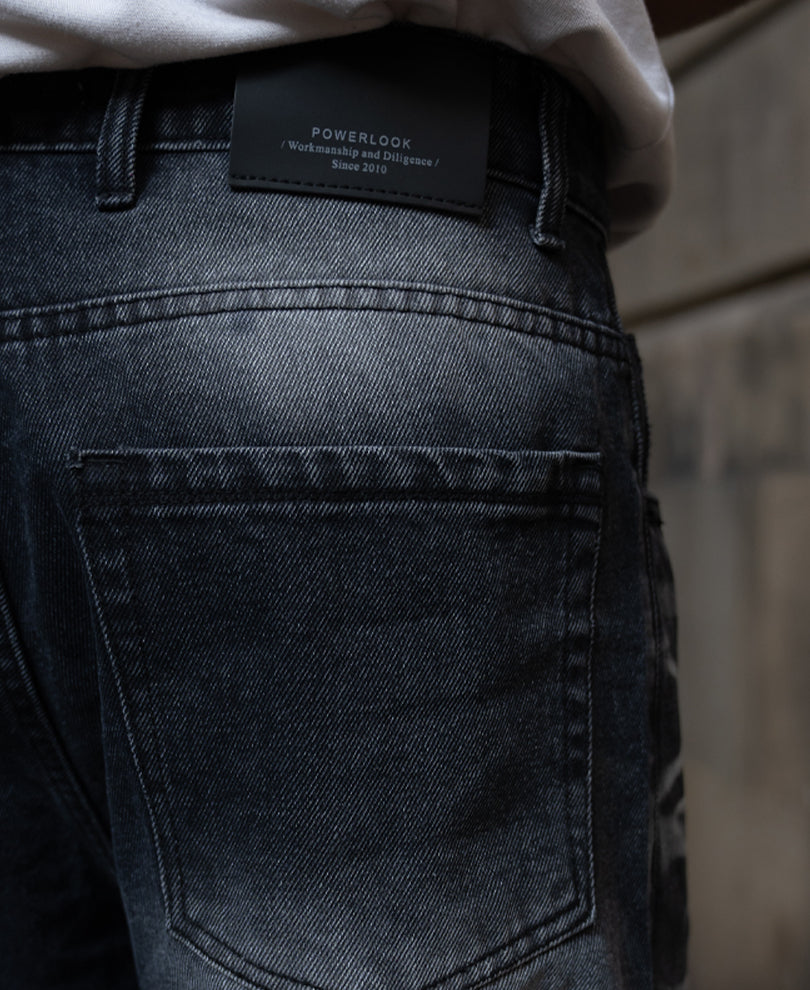 Dark Grey Washed Baggy Jeans