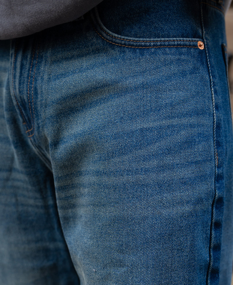 Dark Blue Washed Baggy Fit Jeans
